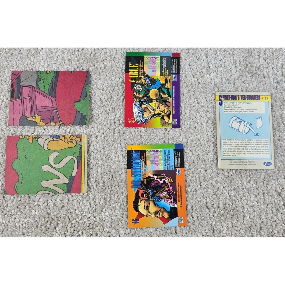 Lot of Vintage Trading Cards - Marvel & Simpsons 5pc 1990's